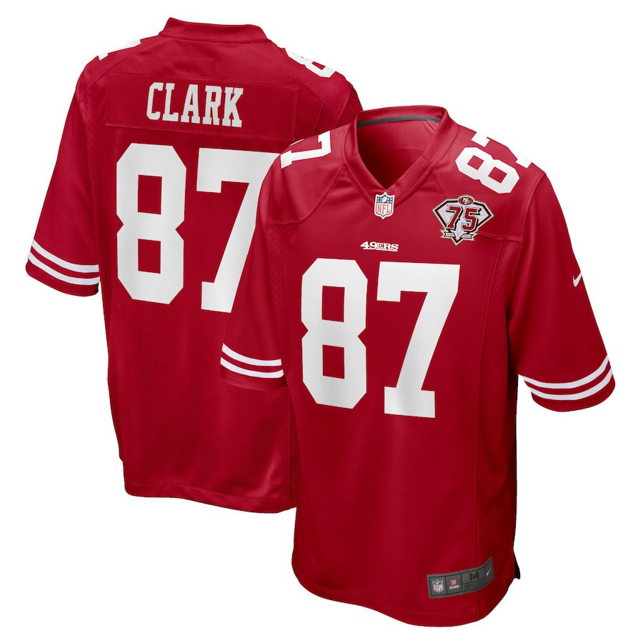 Men San Francisco 49ers #87 Dwight Clark Nike Scarlet 75th Anniversary Retired Player Game NFL Jersey